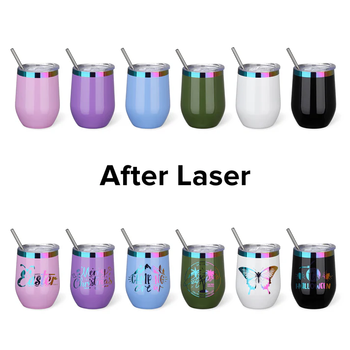 12oz rainbow plated wine tumbler