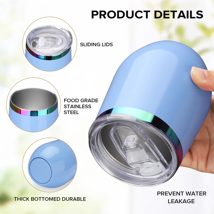 12oz rainbow plated wine tumbler