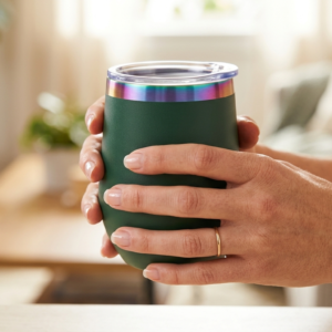 12oz rainbow plated wine tumbler
