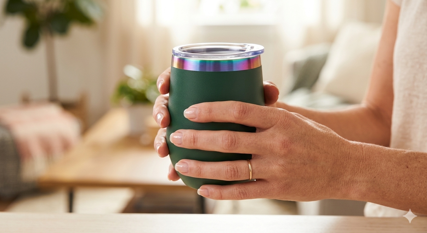 12oz rainbow plated wine tumbler