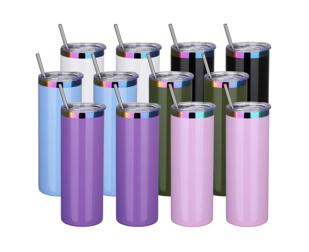 20oz rainbow plated skinny tumbler
