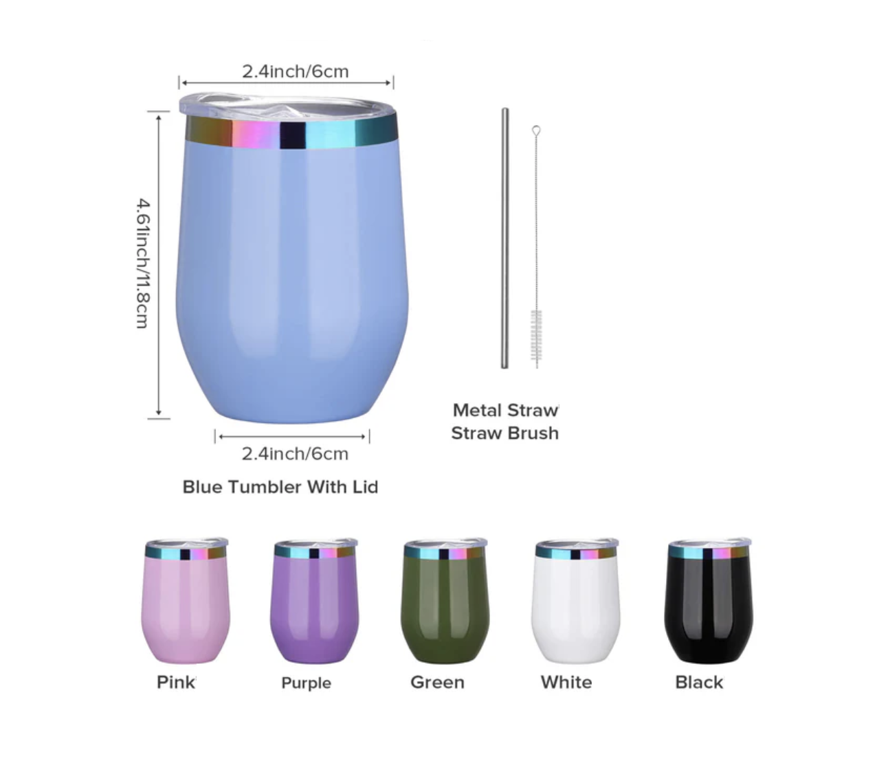 12oz rainbow plated wine tumbler