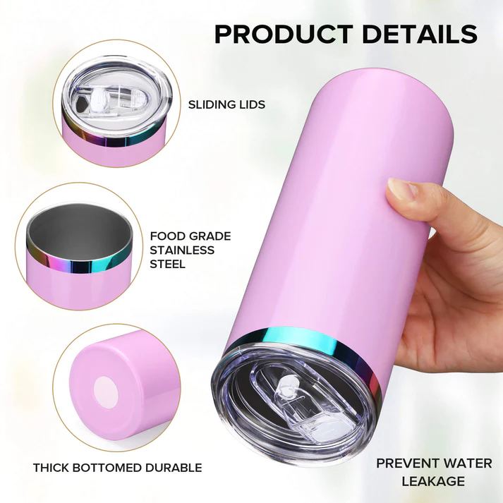 20oz rainbow plated skinny tumbler